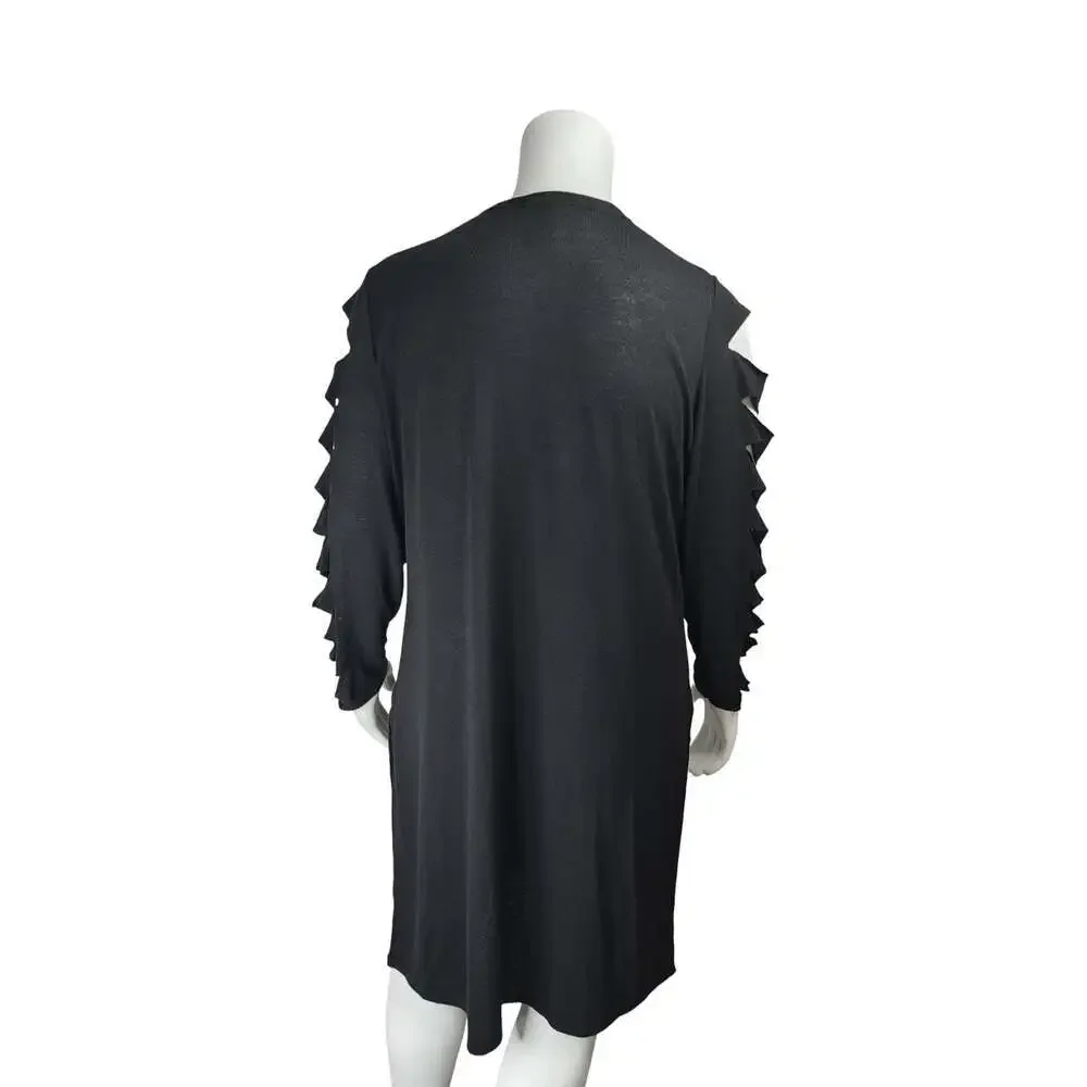 NYC Black Long Sleeve Slashed Sleeve Cardigan Plus Size 3X